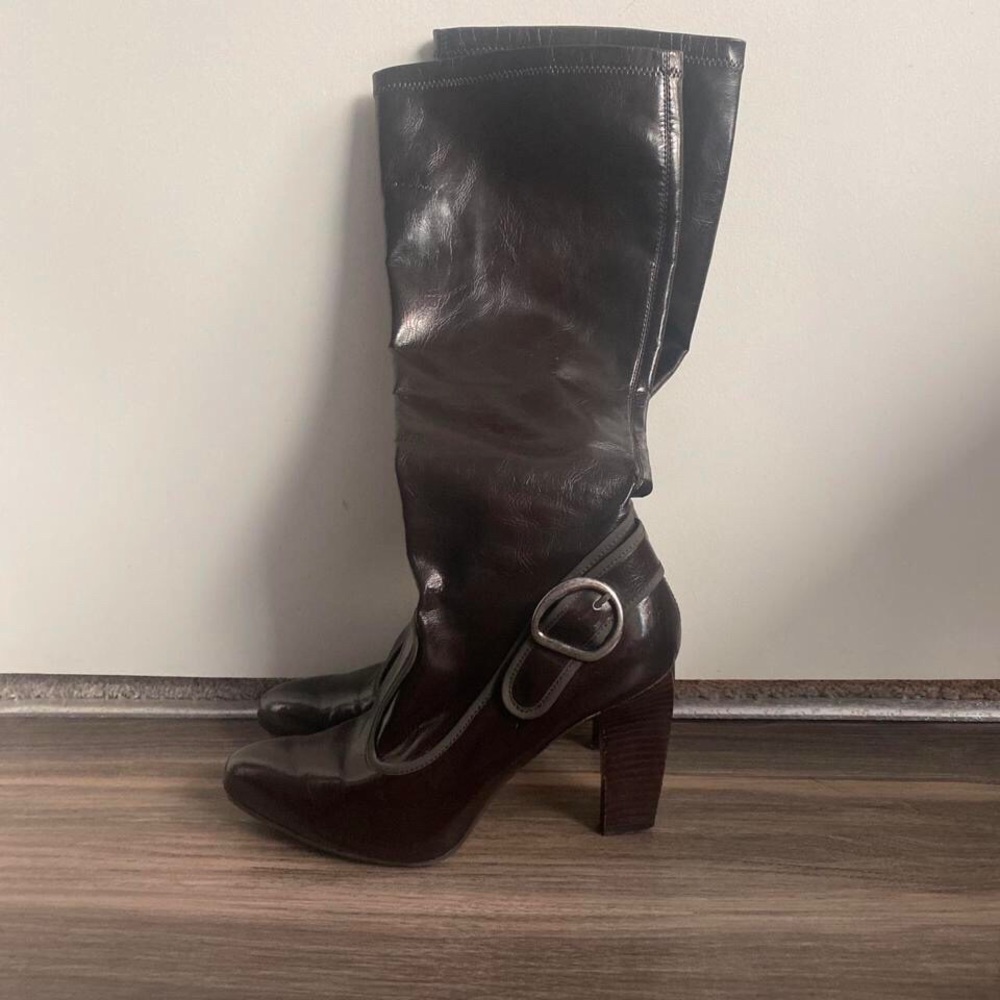 Brown knee high boots